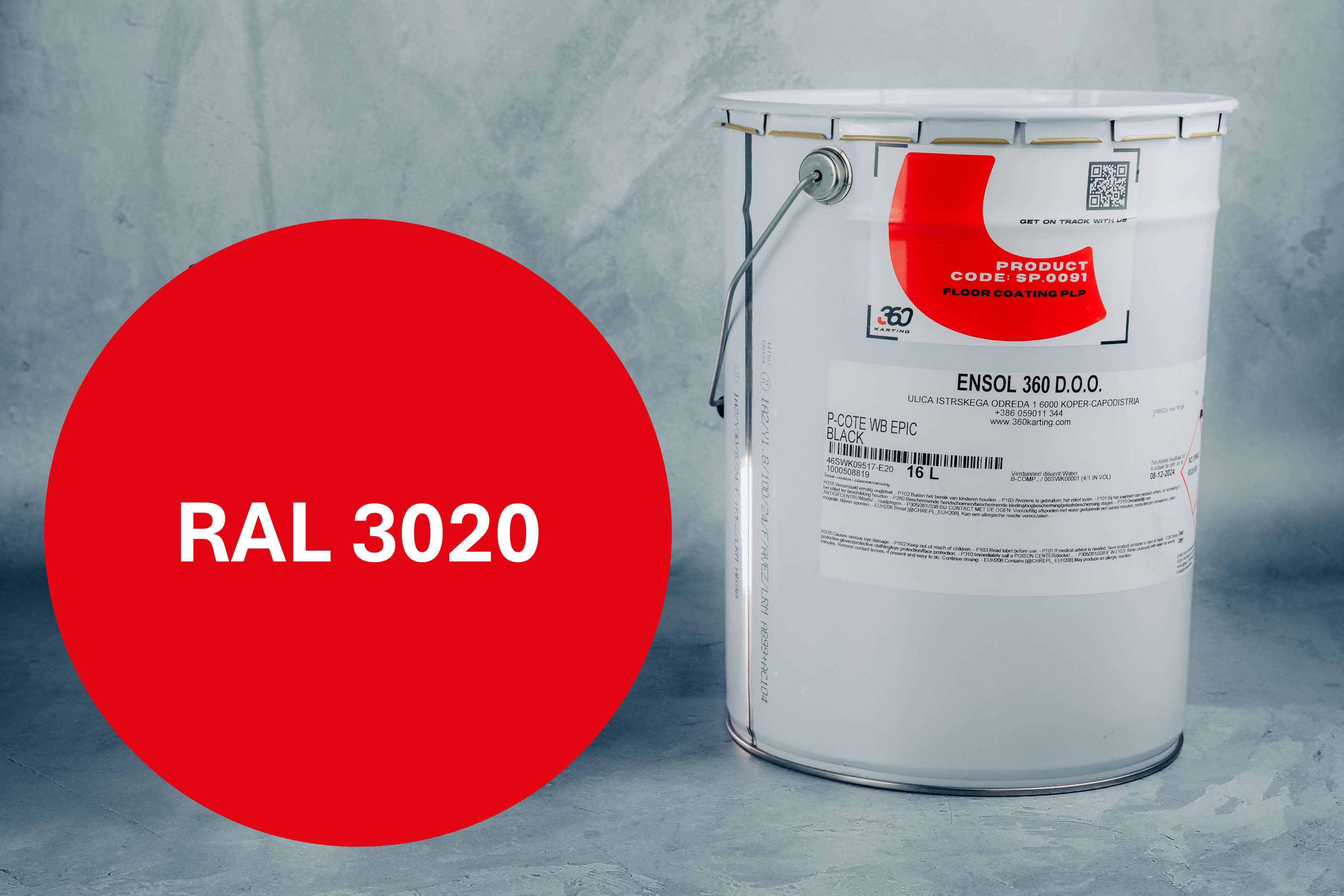 Floor Coating Solutions 360K - RAL 3020<br />- 25kg bucket and is enough for 452 sqft