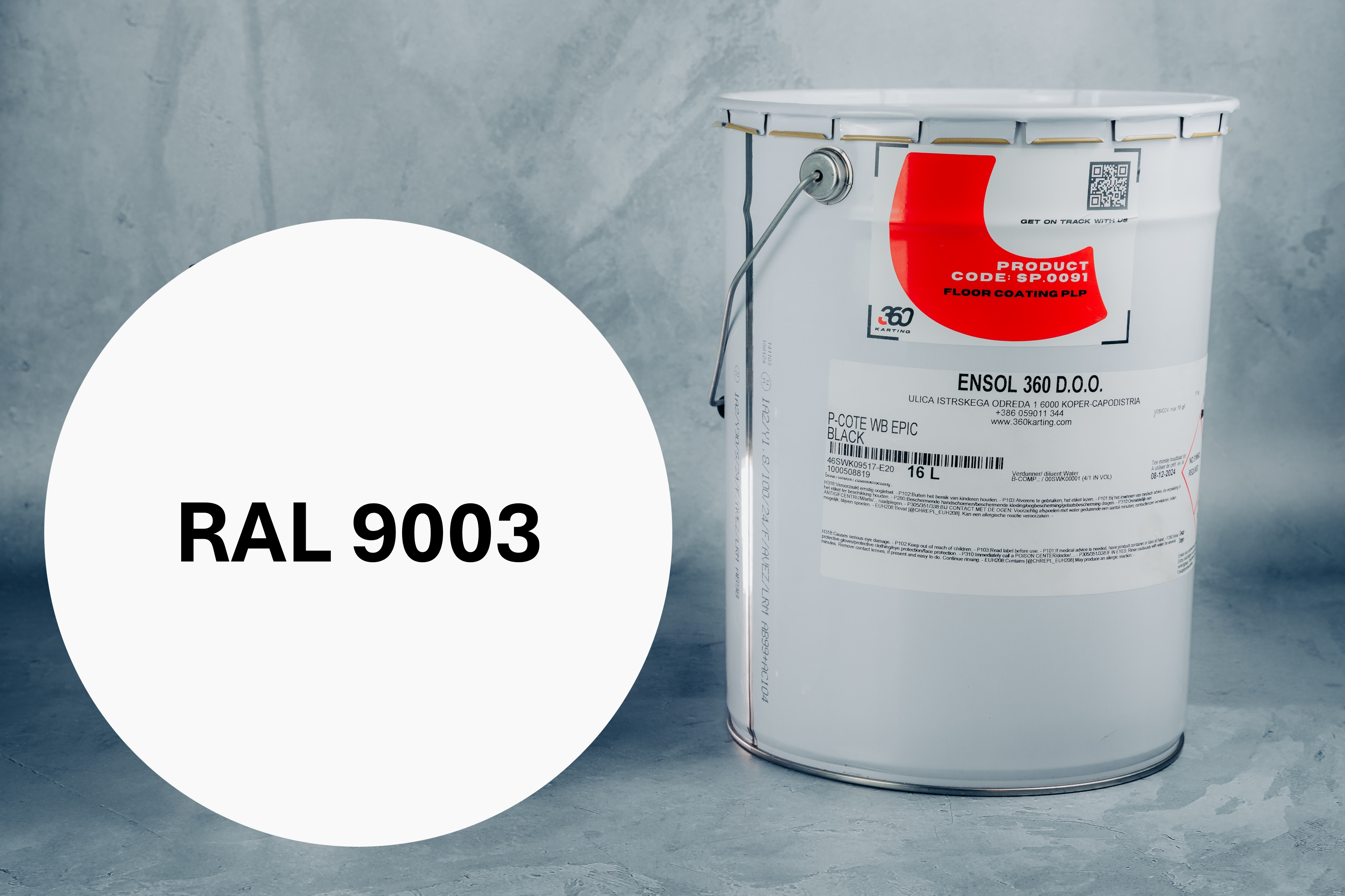 Floor Coating Solutions 360K - RAL 9003<br />- 25kg bucket and is enough for 452 sqft